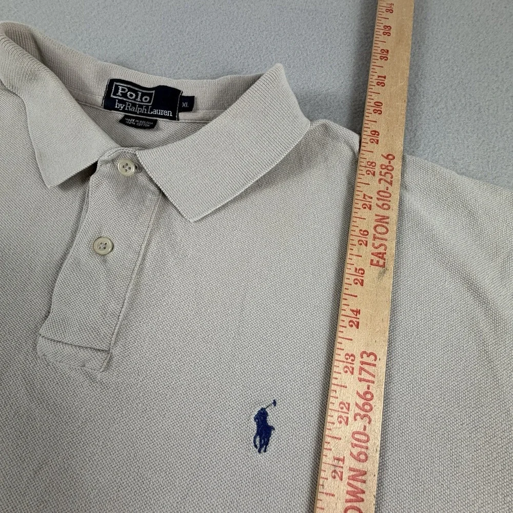 Polo Ralph Lauren Polo Shirt Mens XL Beige Tan Blue Pony Logo SS Classic Fit